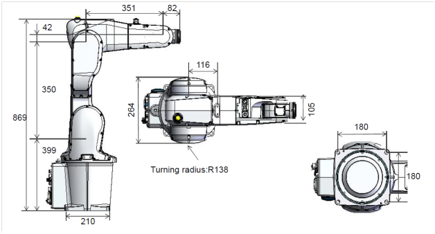 Основные размеры робота IRB IRB 1200-7-0.7